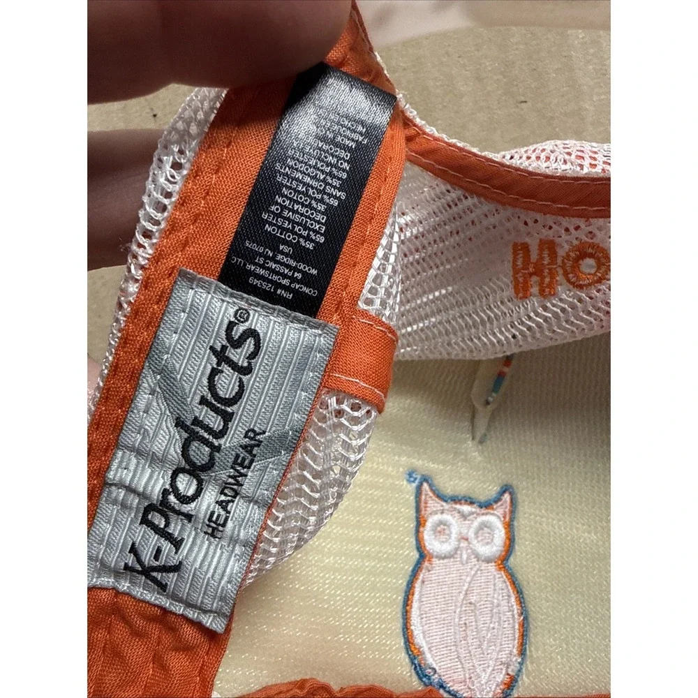 Hooters Baseball Hat Ball Cap Distressed Mesh Back Snapback Owl Unisex Orange